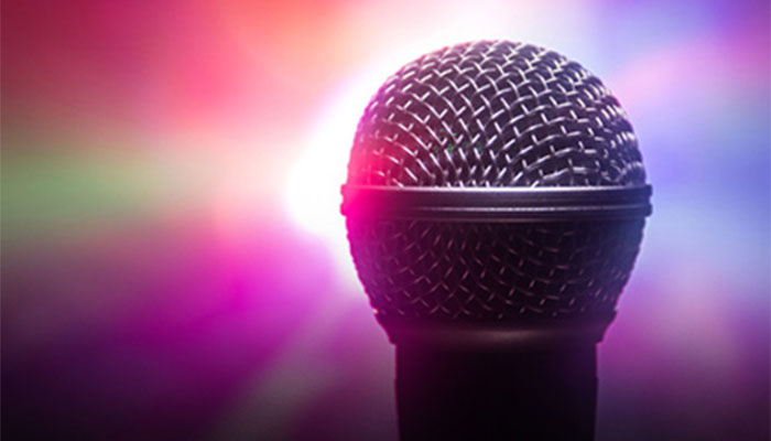 Karaoke microphone for Cosmic Golf Karaoke friday and saturday