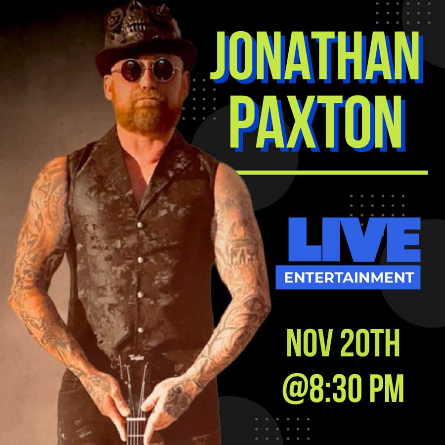 Jonathan Paxton live at Cosmic Golf on November 20th starting at 6:30pm