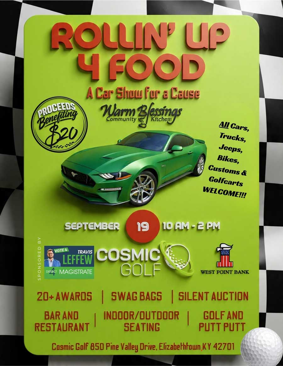 Rollin up 4 Food Car Show at Cosmic Golf on September 19